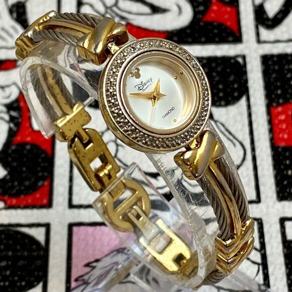 Vintage Disney Time Works Diamond Accented Bezel Mickey Mouse Icon Watch - Picture 2 of 16